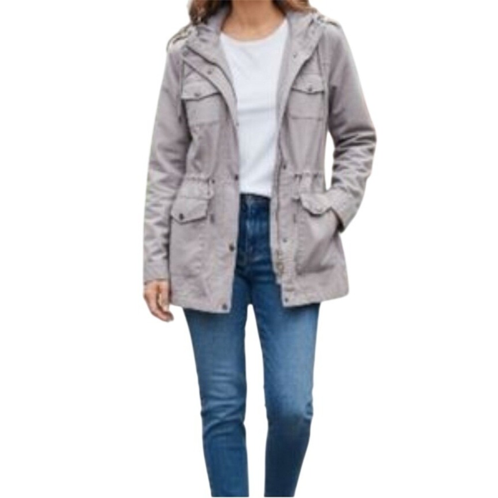 New Look Women Utility Jacket Hooded Drawstring Pockets Light Purple Size M NWT